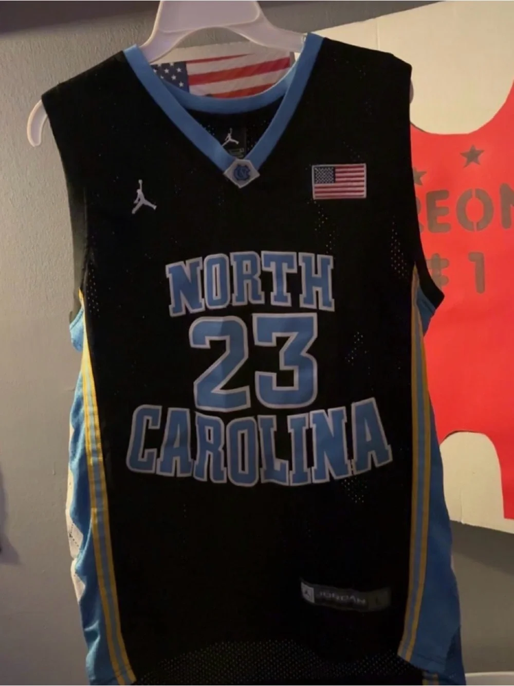 Jordan North Carolina 23 Basketball Jersey - Black, Carolina Blue, Yellow